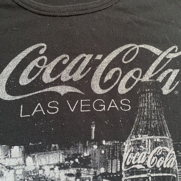 Black Coca Cola Las Vegas Skyline Glitter T Shirt Souvenir  Size X Large - Picture 3 of 6
